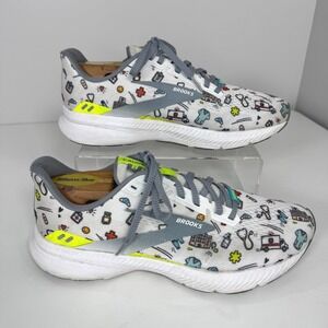 Brooks Launch 8 Hero Medical Print Womens 8.5 White Neon Running Shoes